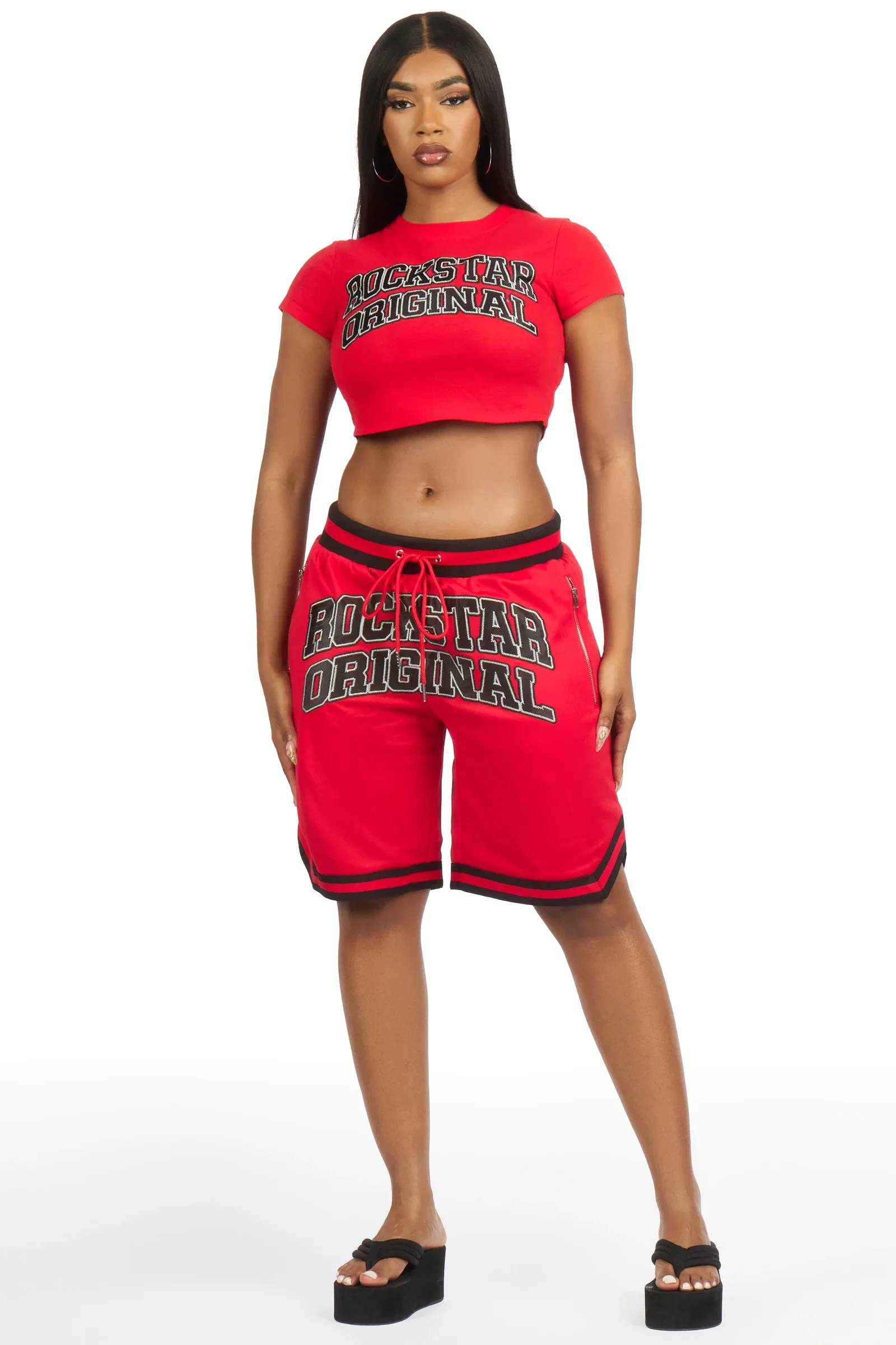 Image of Vanissa Red T-Shirt Short Set