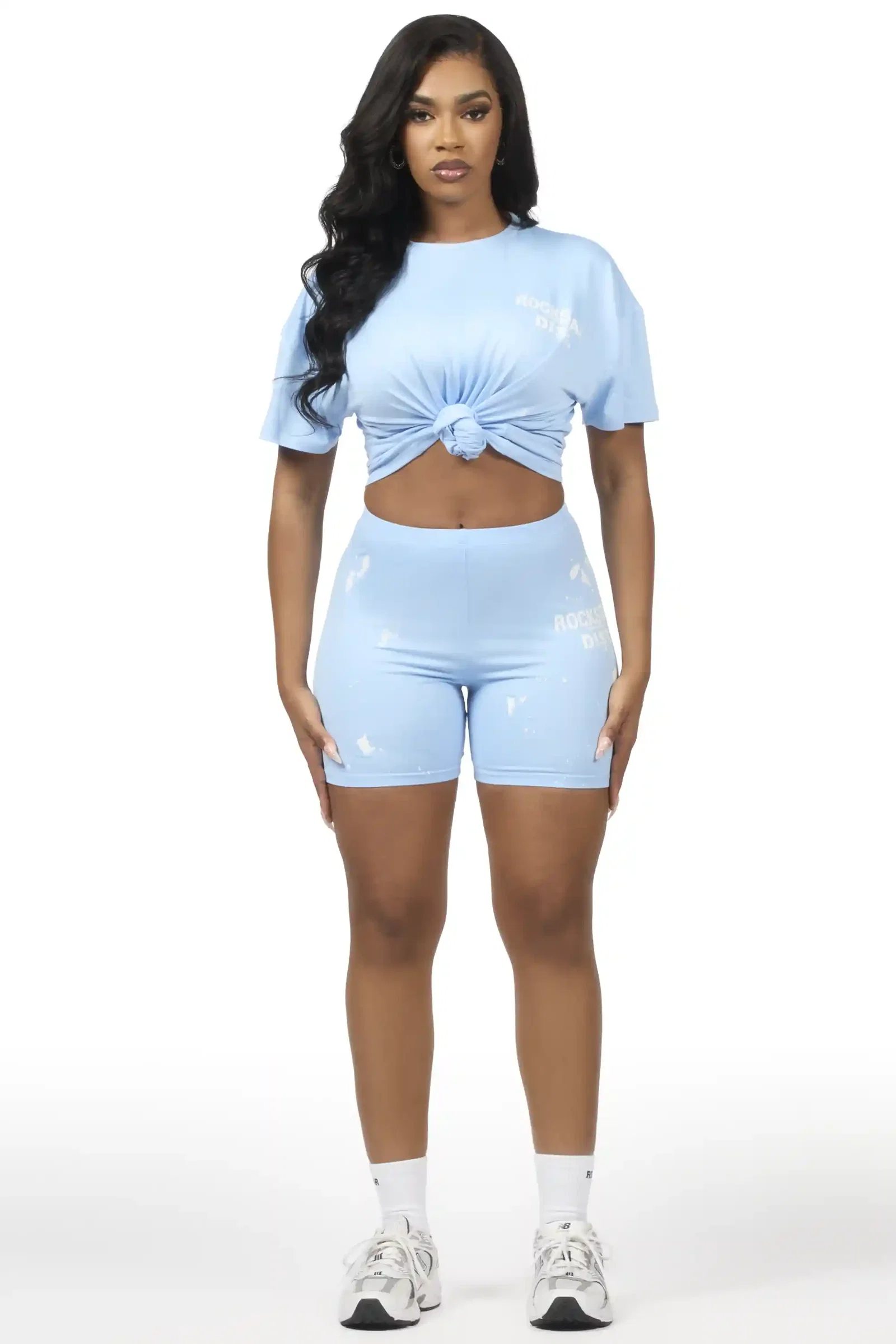 Image of Living For It Light Blue Bike Short Set
