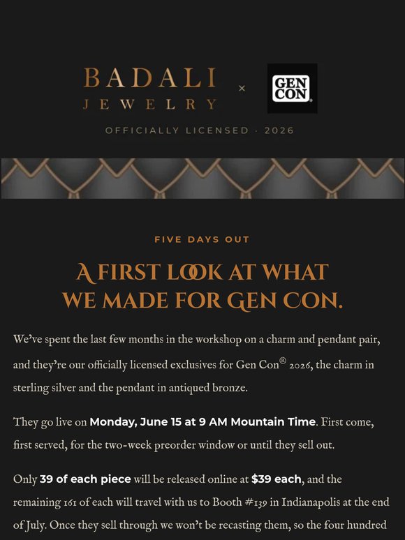Sneak Peek: Gen Con Charm & Pendant Await!