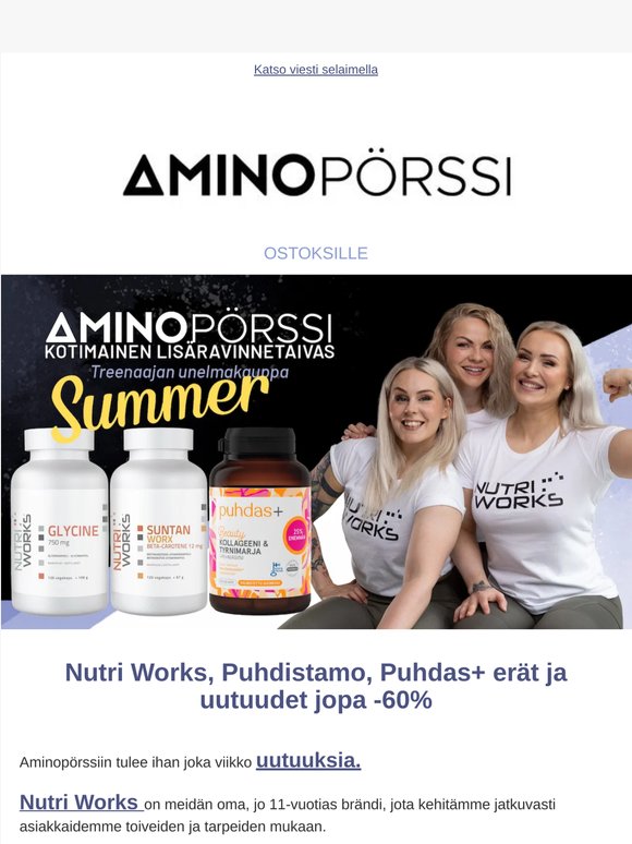 Nutri Works, Puhdistamo ja Puhdas+ uutuudet jopa -60%