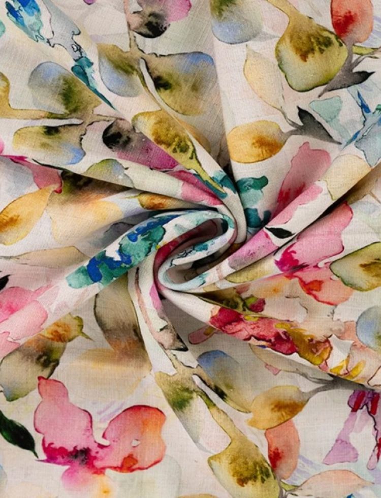 Deadstock Linen Viscose Blend Fabric Multicoloured