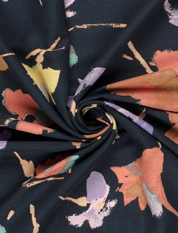 Deadstock Linen Viscose Blend Fabric Navy Blue