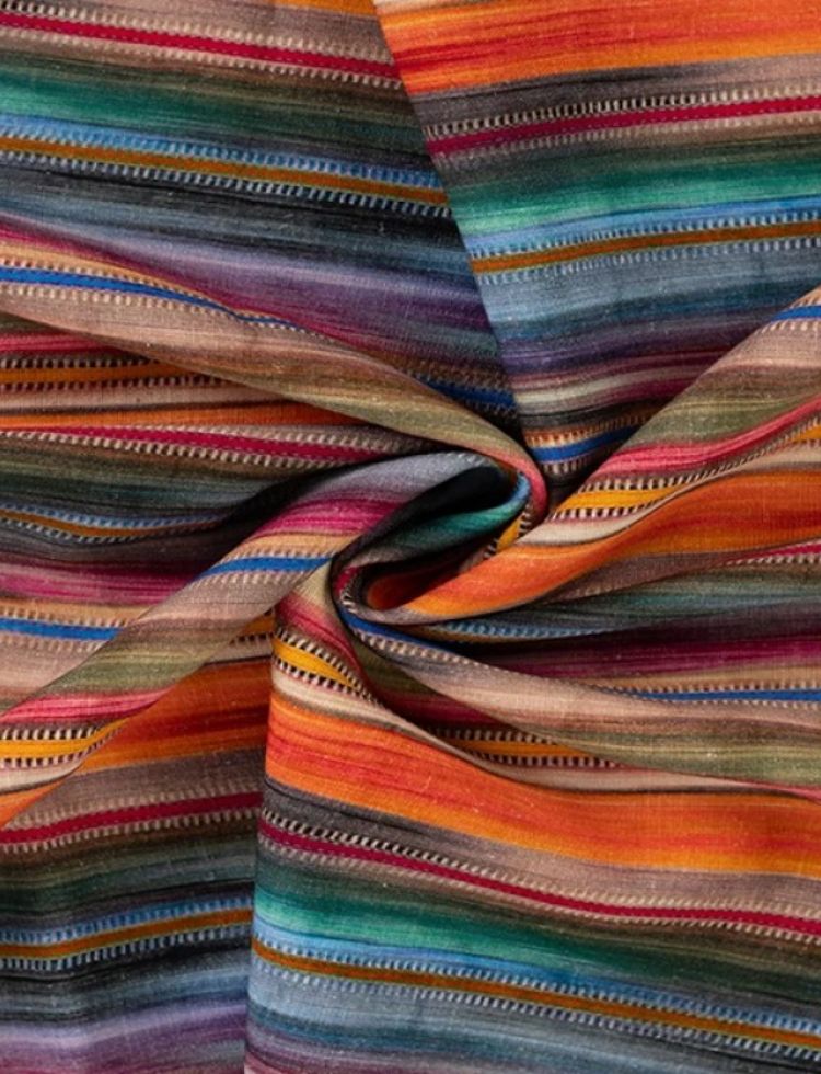 Deadstock Linen Viscose Blend Fabric Multicoloured