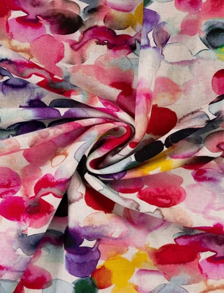 Deadstock Linen Viscose Blend Fabric Multicoloured
