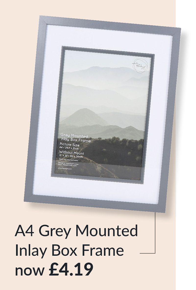 A4 grey mounted inlay box frame - Now £4.19