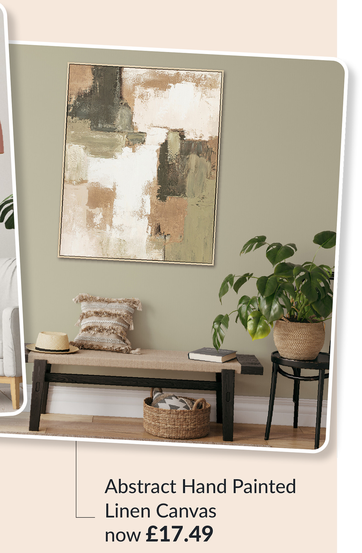 Abstract hand painted linen canvas - now £17.49