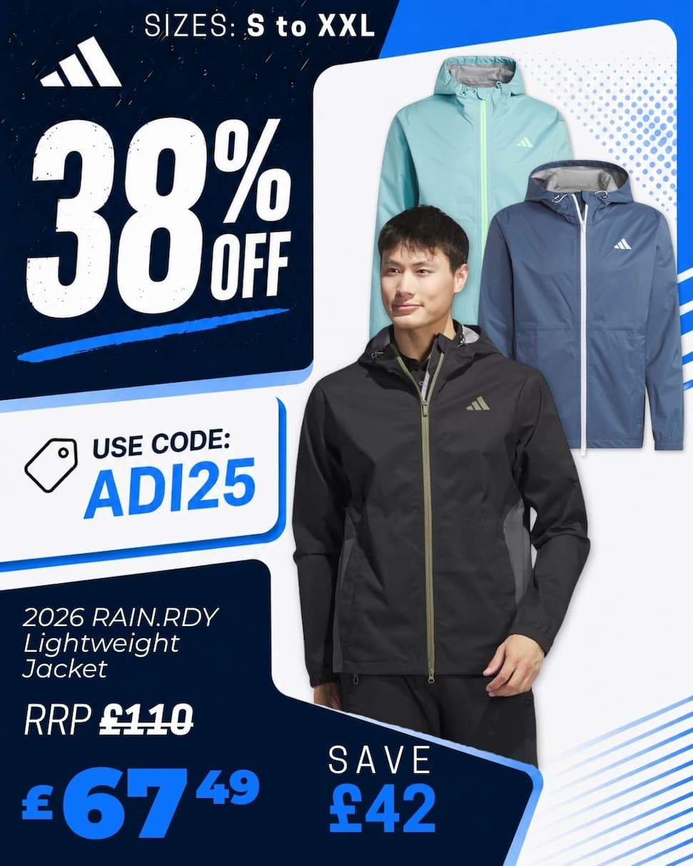 adidas Golf Mens 2026 RAIN.RDY Hooded Lightweight Elasticated Full Zip Jacket