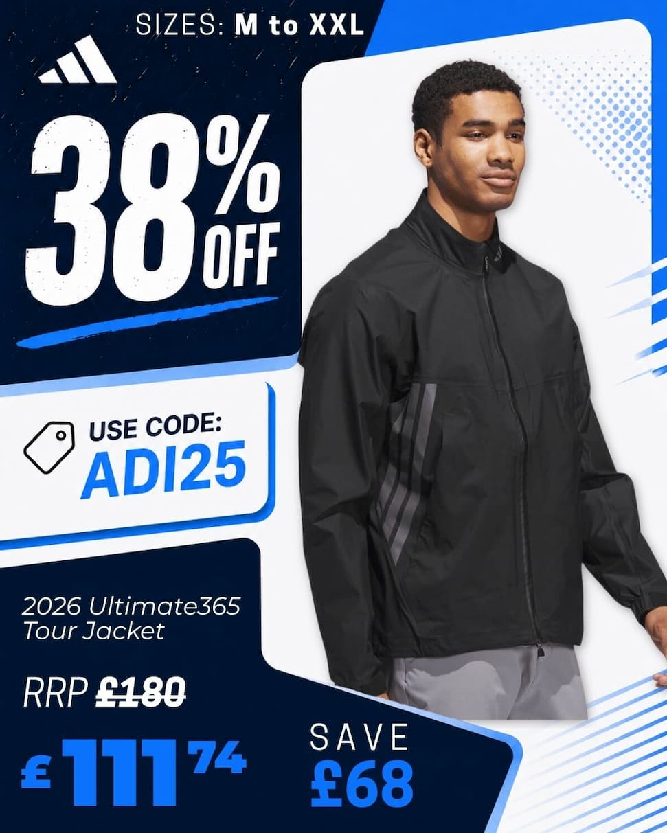 adidas Golf Mens 2026 Ultimate365 Tour CLIMAPROOF+ Full Zip Waterproof Jacket