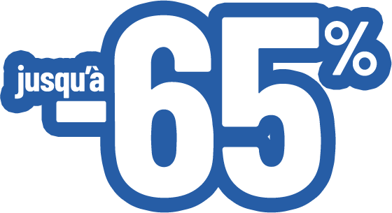 Jusqu'à moins 65 pour cent