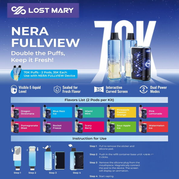 Lost Mary Nera Fullview Kit 70K Puff Disposable