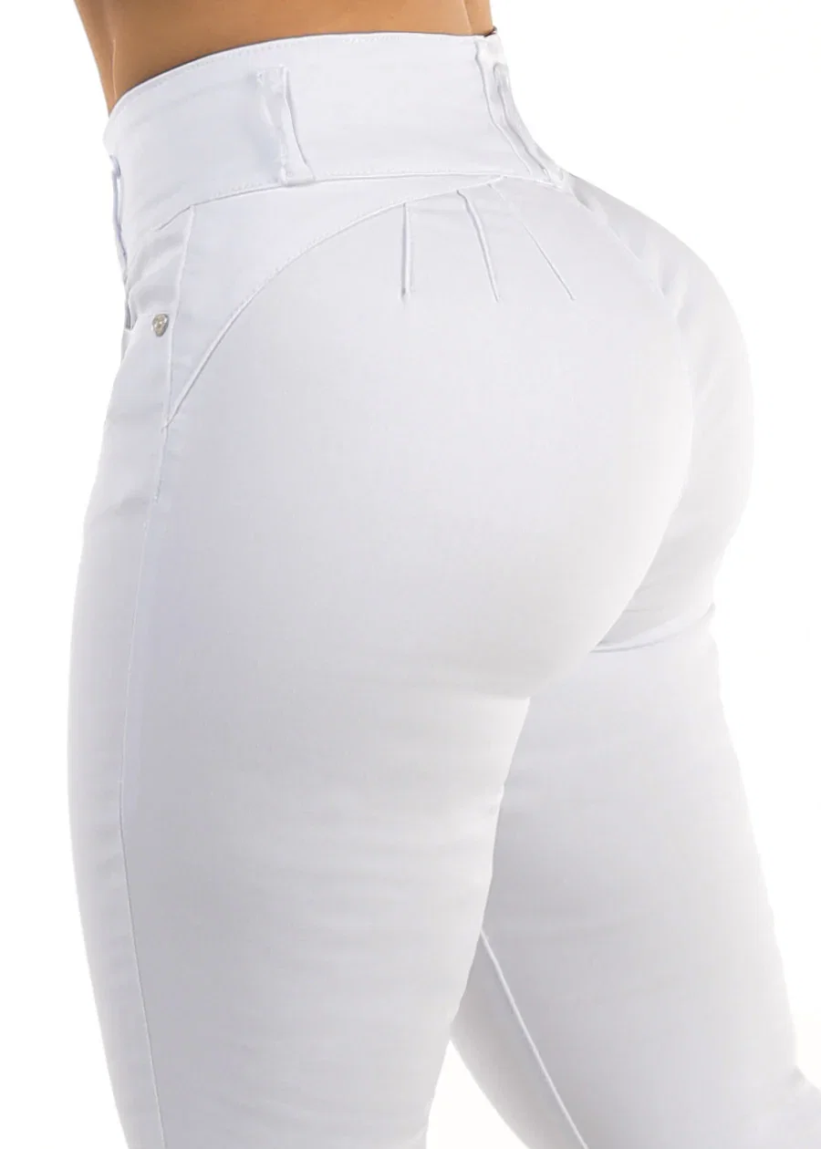 Image of MX JEANS White Levantacola High Waisted Stretch Skinny Jeans