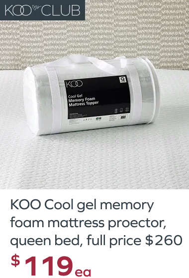 KOO Cool gel memory foam mattress protector, queen bed, full price $260, $119ea