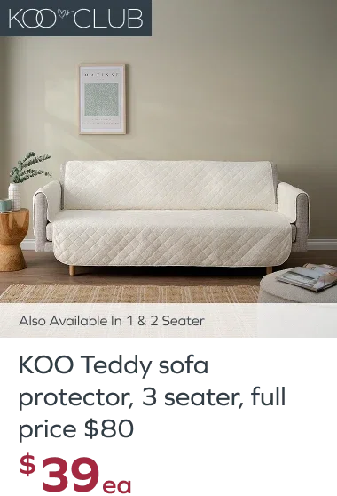 KOO Teddy sofa protector, 3 seater, full price $80, $39ea