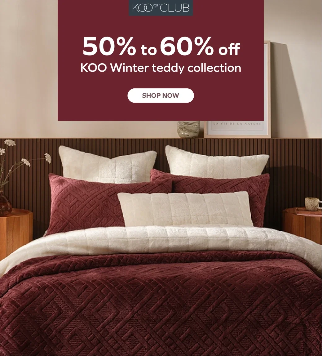 KOO Loves Club logo 50% to 60% off KOO Winter teddy collection