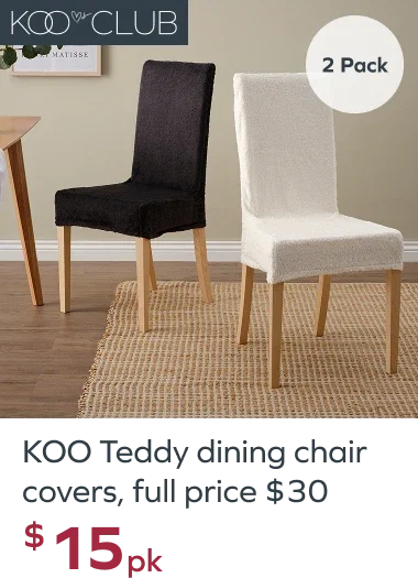 KOO Teddy dining chair covers, full price $30, $15pk