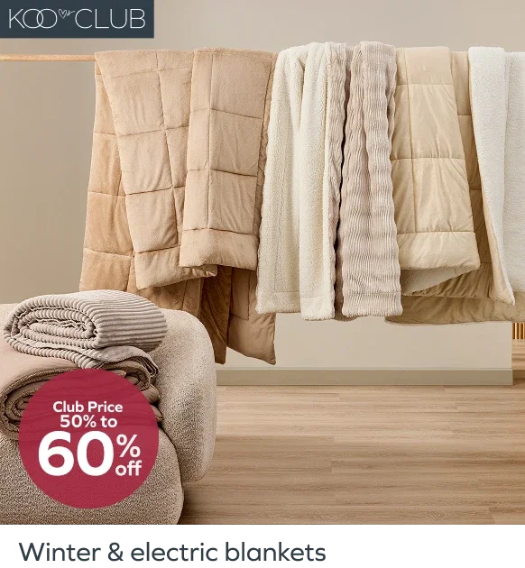 Club price 50% off Winter & electric blankets