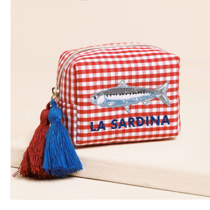 Red Gingham Fish La Sardina Accessory Pouch
