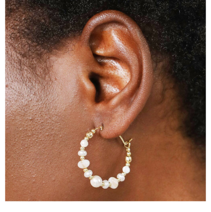 Organic Pearl Hoop Earrings In Gold Plating