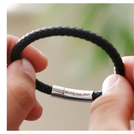 Men's Personalised Engraved Polished Leather Bracelet
