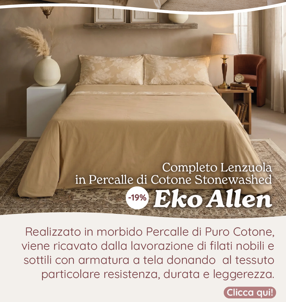 Completo Lenzuola in Percalle di Cotone Stonewashed Fantasia Floreale - Eko Allen