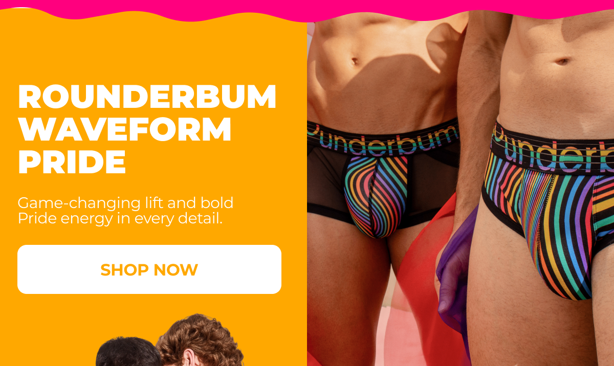 ✦ Rounderbum Waveform Pride — Bold prints, signature lift CTA: Shop Now   