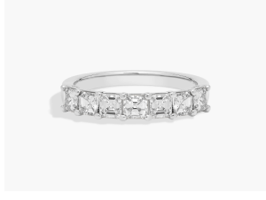 Seven Stone Asscher Diamond Ring In 14K White Gold (1 Ct. tw. - H-I / SI1-SI2)