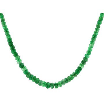 Green Emerald Rhodium Over Sterling Silver Necklace