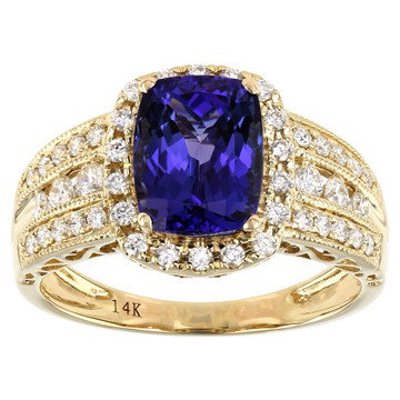 Cruise Ship Collection Blue Tanzanite 14k Yellow Gold Ring 2.27ctw