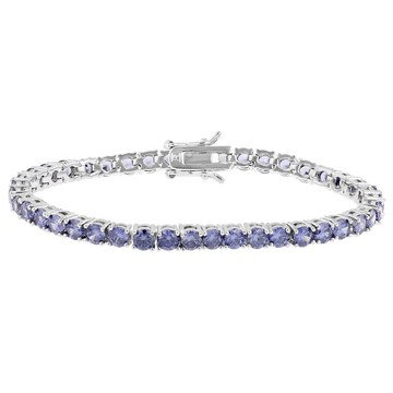 Blue Cubic Zirconia Rhodium Plated Ottone Tennis Bracelet 18.06ctw