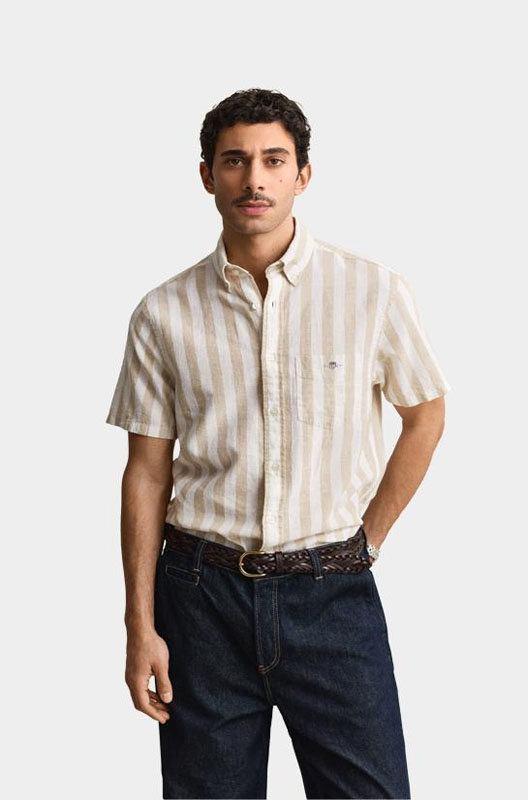 Gant-hemd-gestreepd-beige