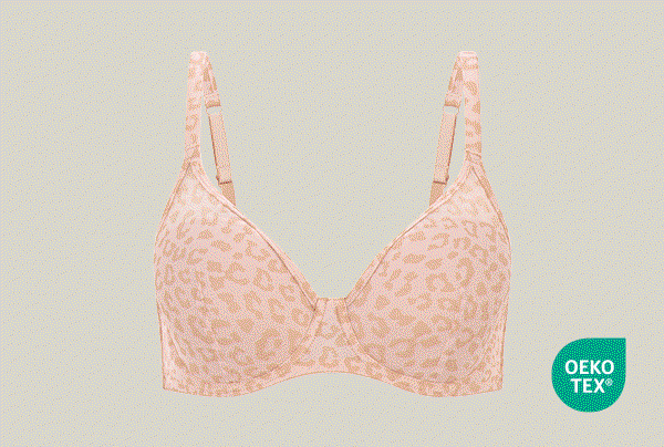 BH, beige mit Leopardenmuster, Vorderansicht