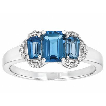 London Blue Topaz Rhodium Over Sterling Silver Ring 1.85ctw