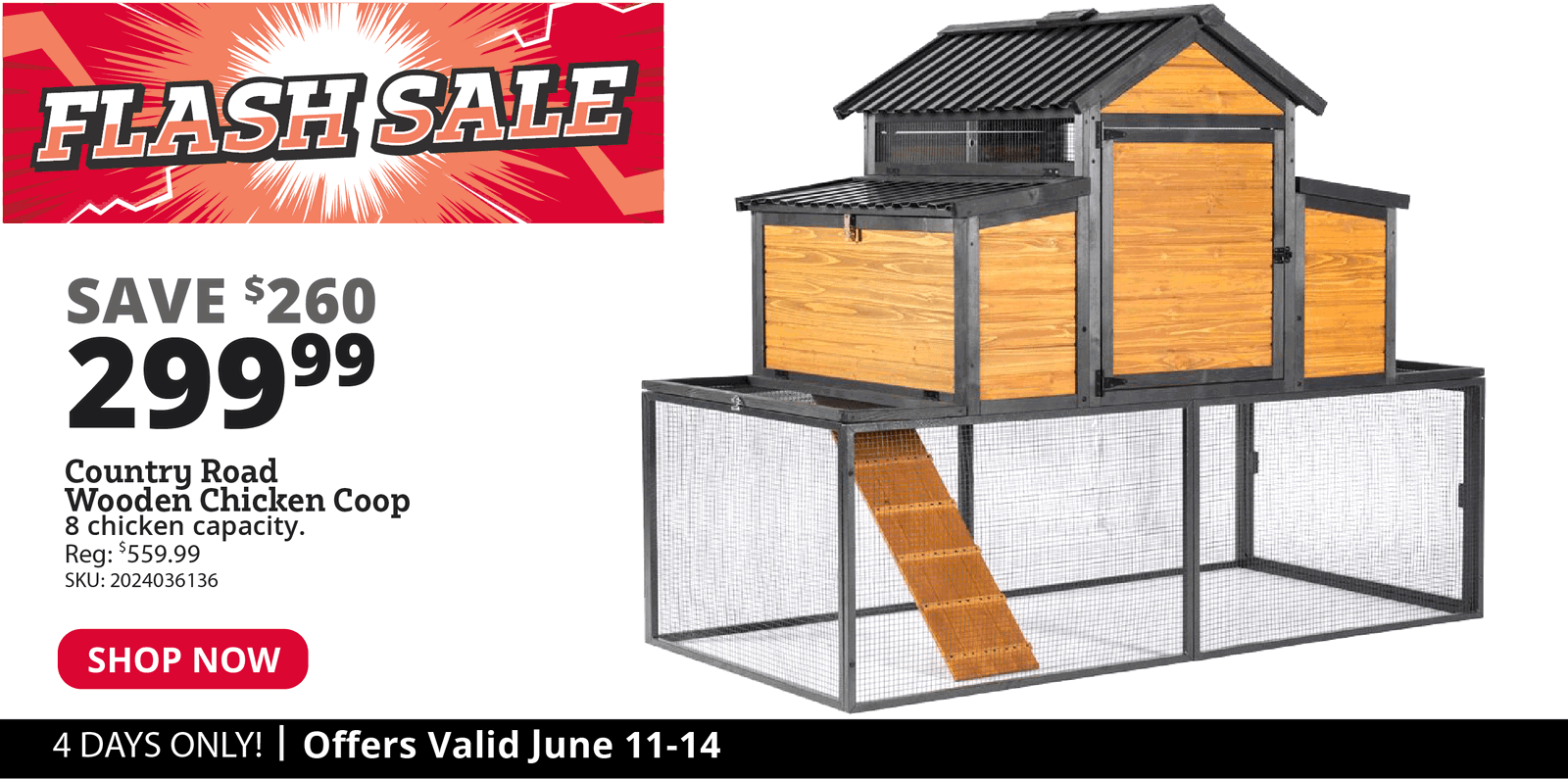 Country Road Wooden Chicken Coop