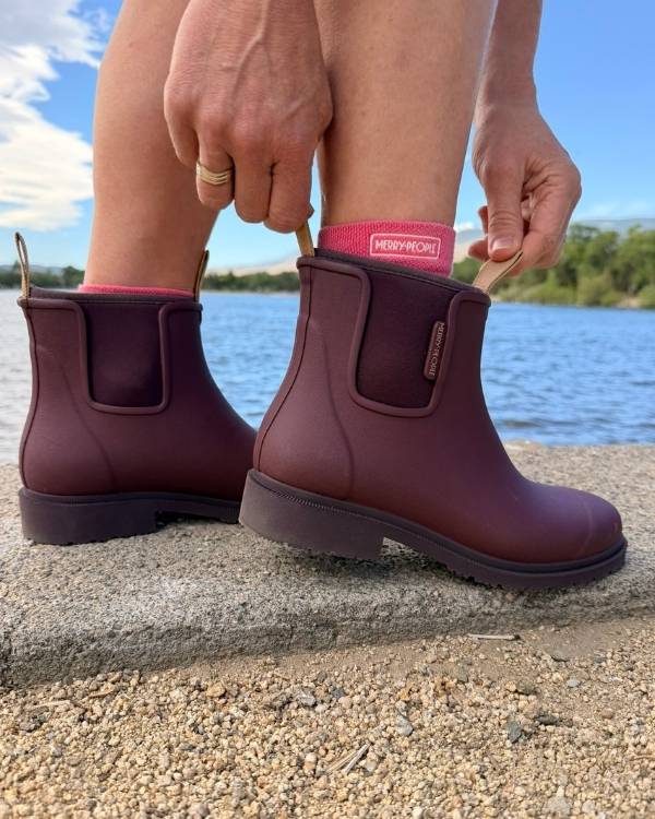 Dark Cherry Bobbi Boot at the lake