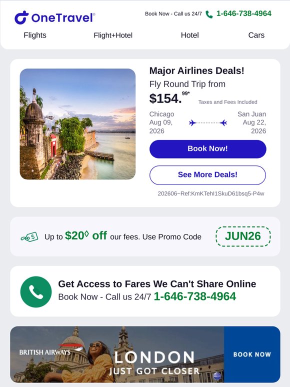 ✈ Major Airlines Deals! Fly Round Trip from $154.99*