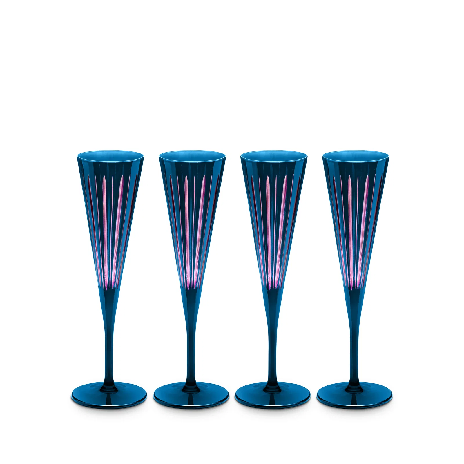 Image of Prism Champagne Flutes - Blue (Set of 4)