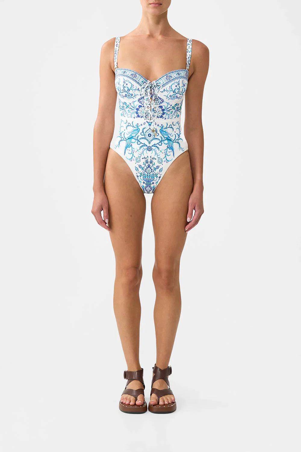 Image of LACE UP UNDERWIRE MOULDED CUP ONE PIECE ISNIK LULLABY