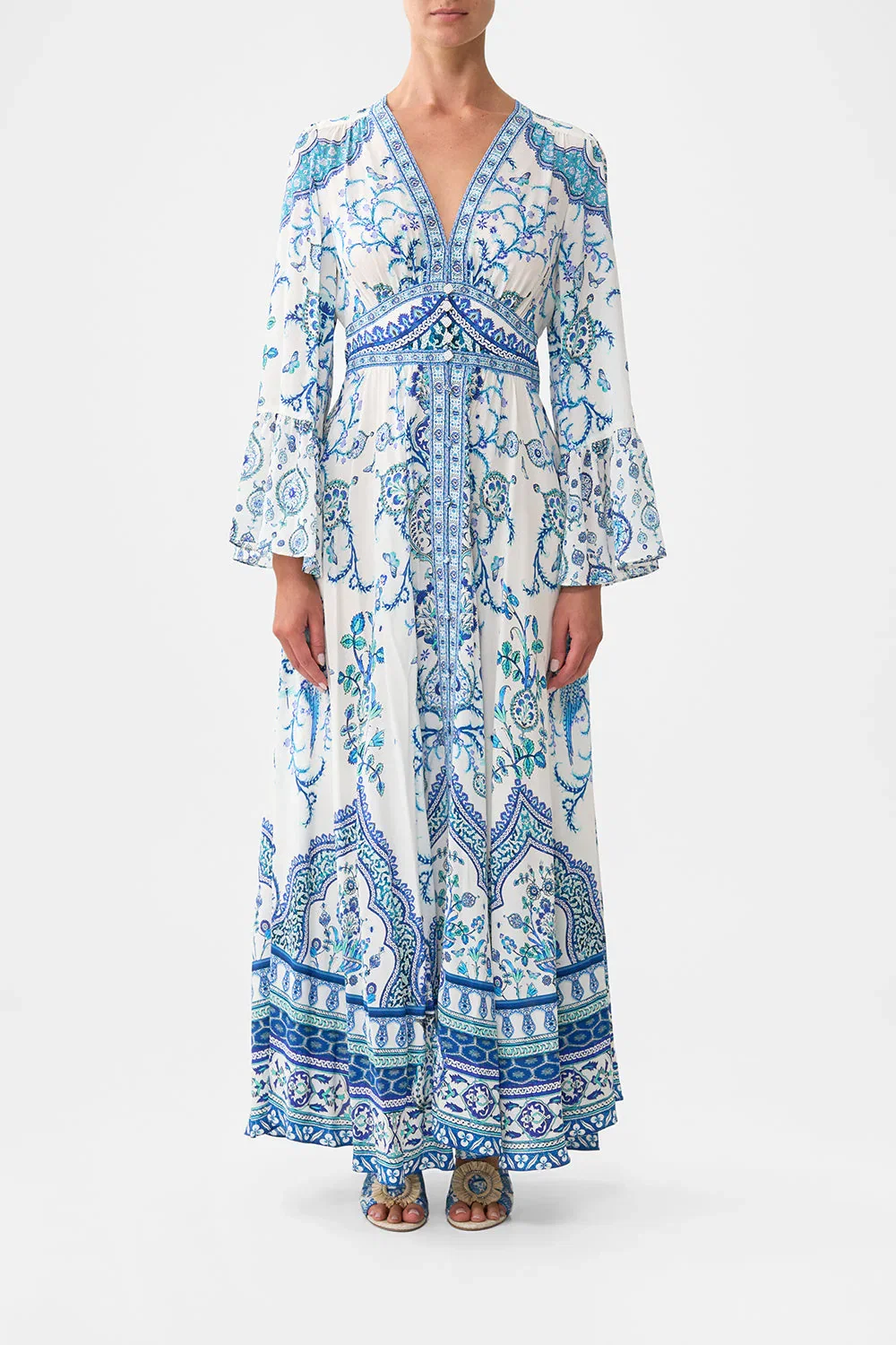 Image of SHAPED WAISTBAND DRESS WITH RUFFLE SLEEVE ISNIK LULLABY