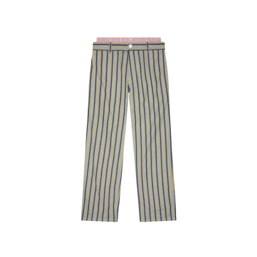 Striped Poplin Trousers - Baltic