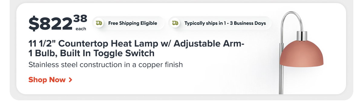 Eastern Tabletop 1 1/2" Countertop Heat Lamp w/ Adjustable Arm