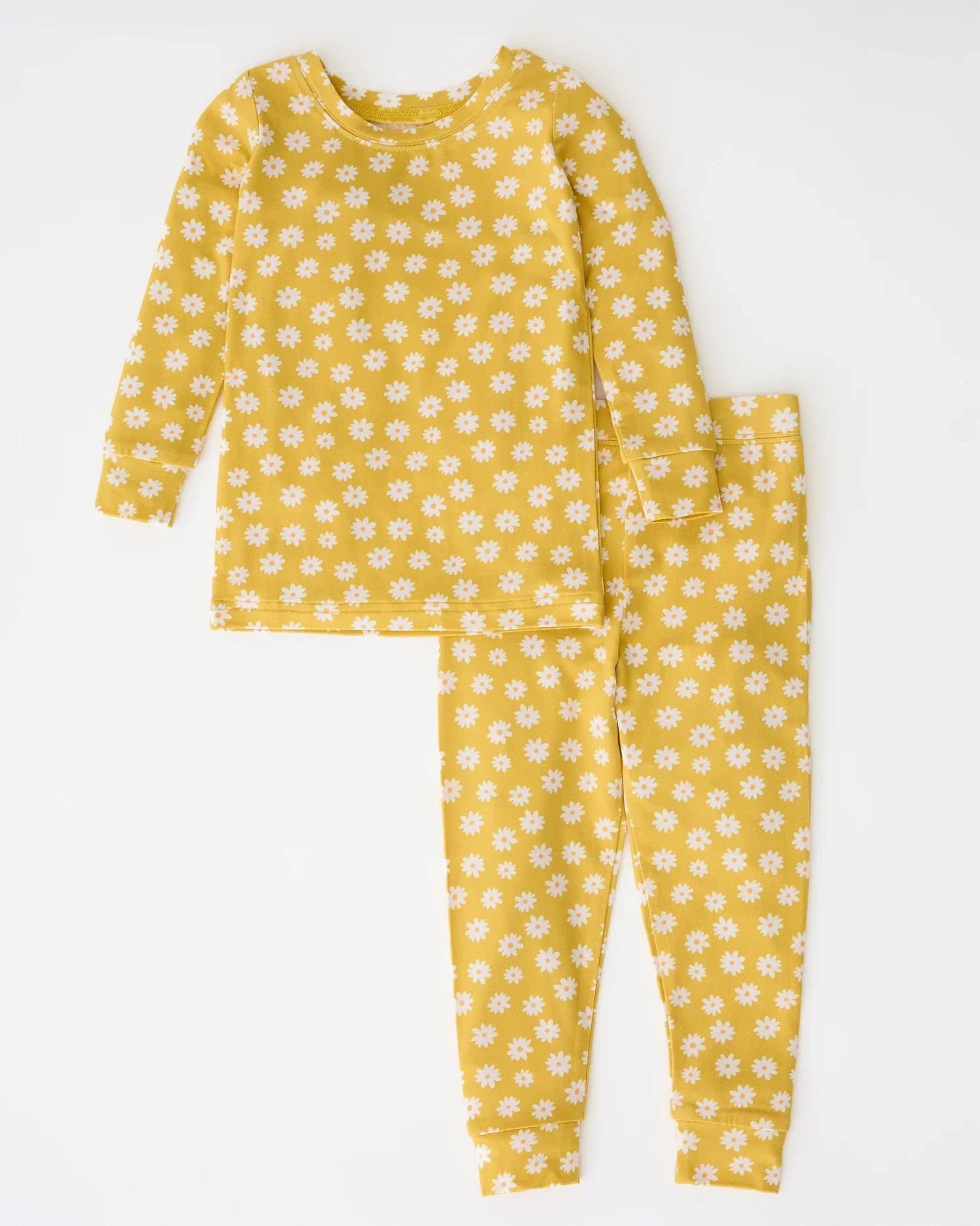 Image of Bamboo Baby Two-Piece Pajama Set | Yellow Daisies