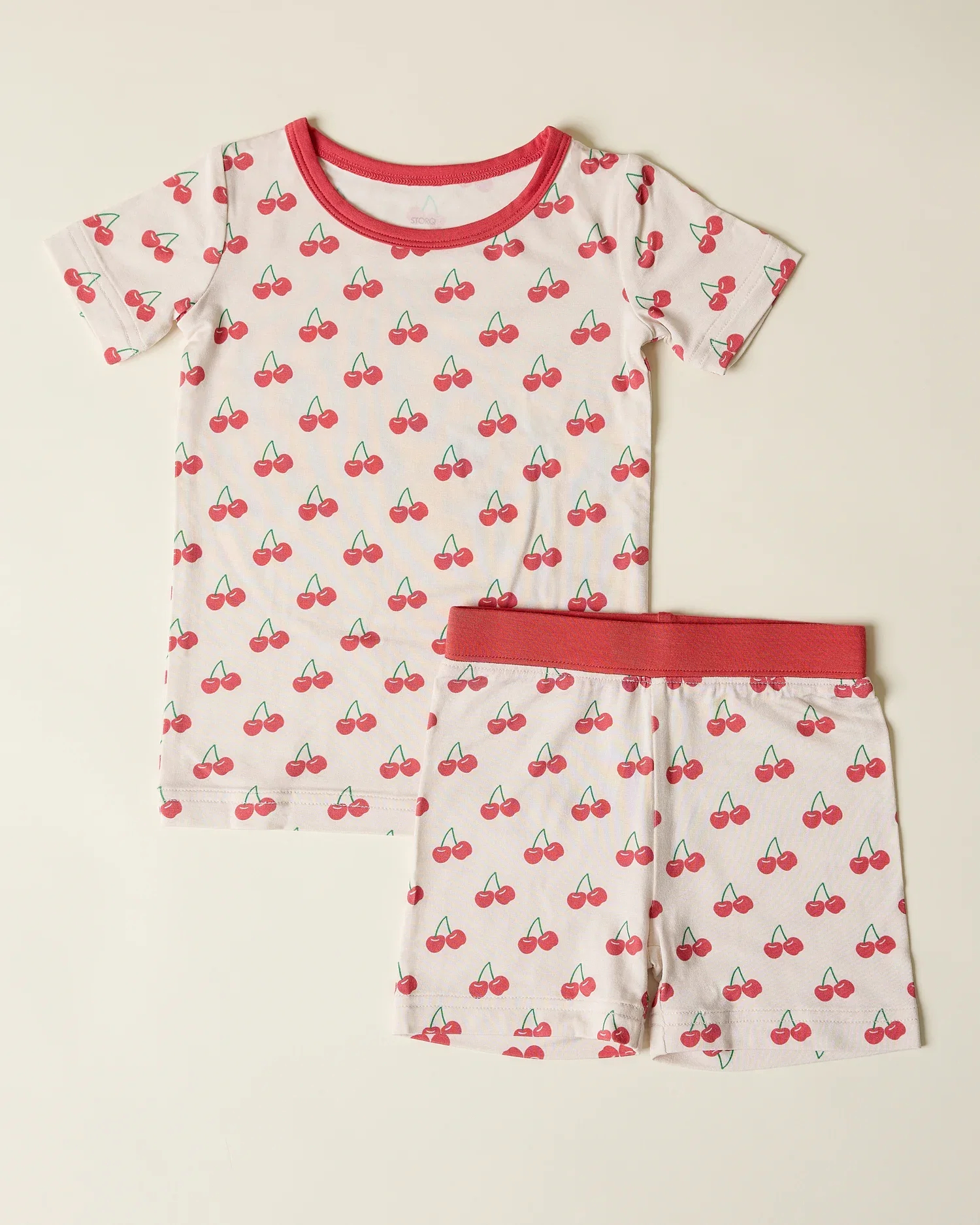 Image of Bamboo Short Sleeve & Shorts Set | Ivory Cherries