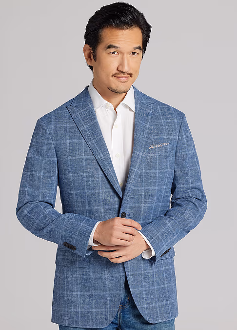Awearness Kenneth Cole Modern Fit Windowpane Plaid Sport Coat