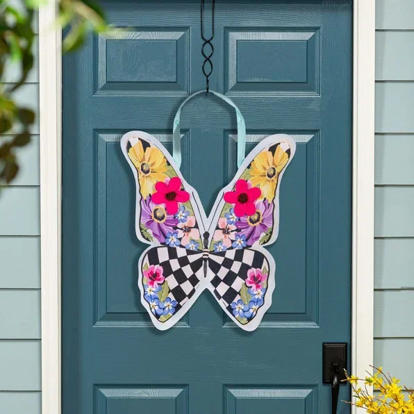 Courtly Check Butterfly Door Decor