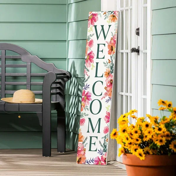 Pastels of Nature Porch Leaner, "Welcome", 46"H