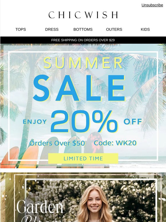 🌞 Sunny days, chic looks, 20% OFF! ✨
