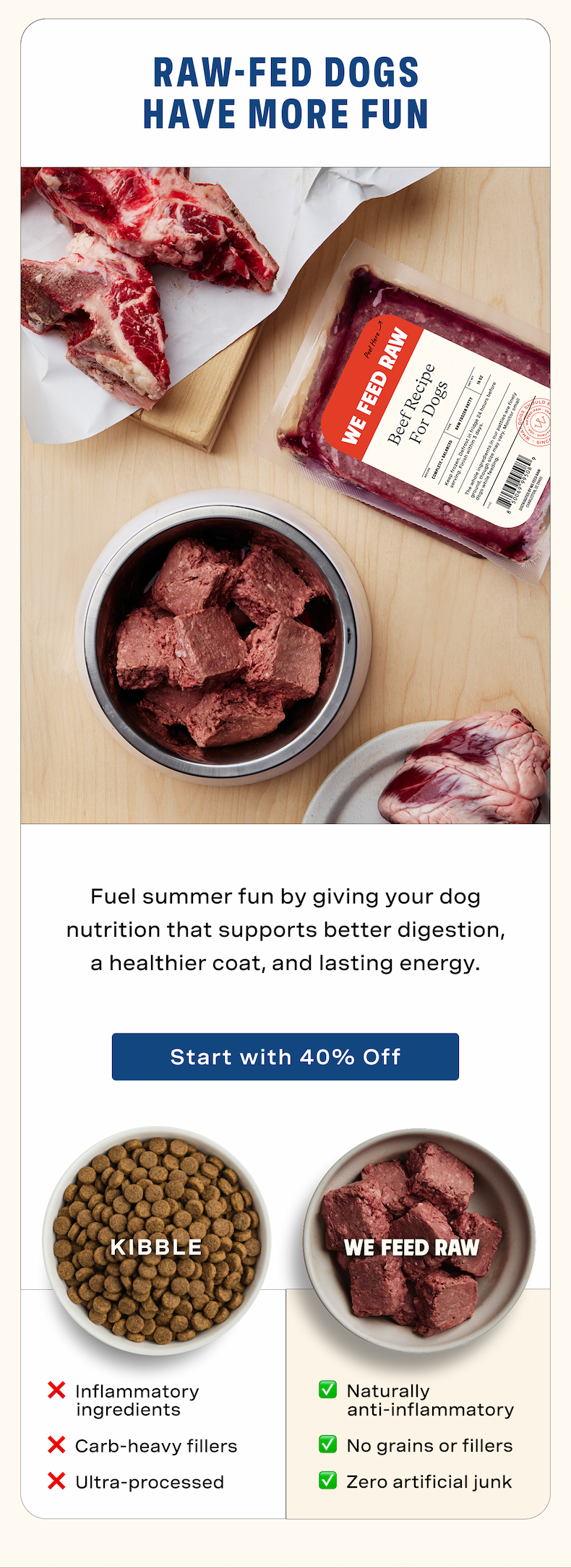 Raw-Fed Dogs Have More Fun. Fuel summer fun by giving your dog nutrition that supports better digestion, a healthier coat, and lasting energy.