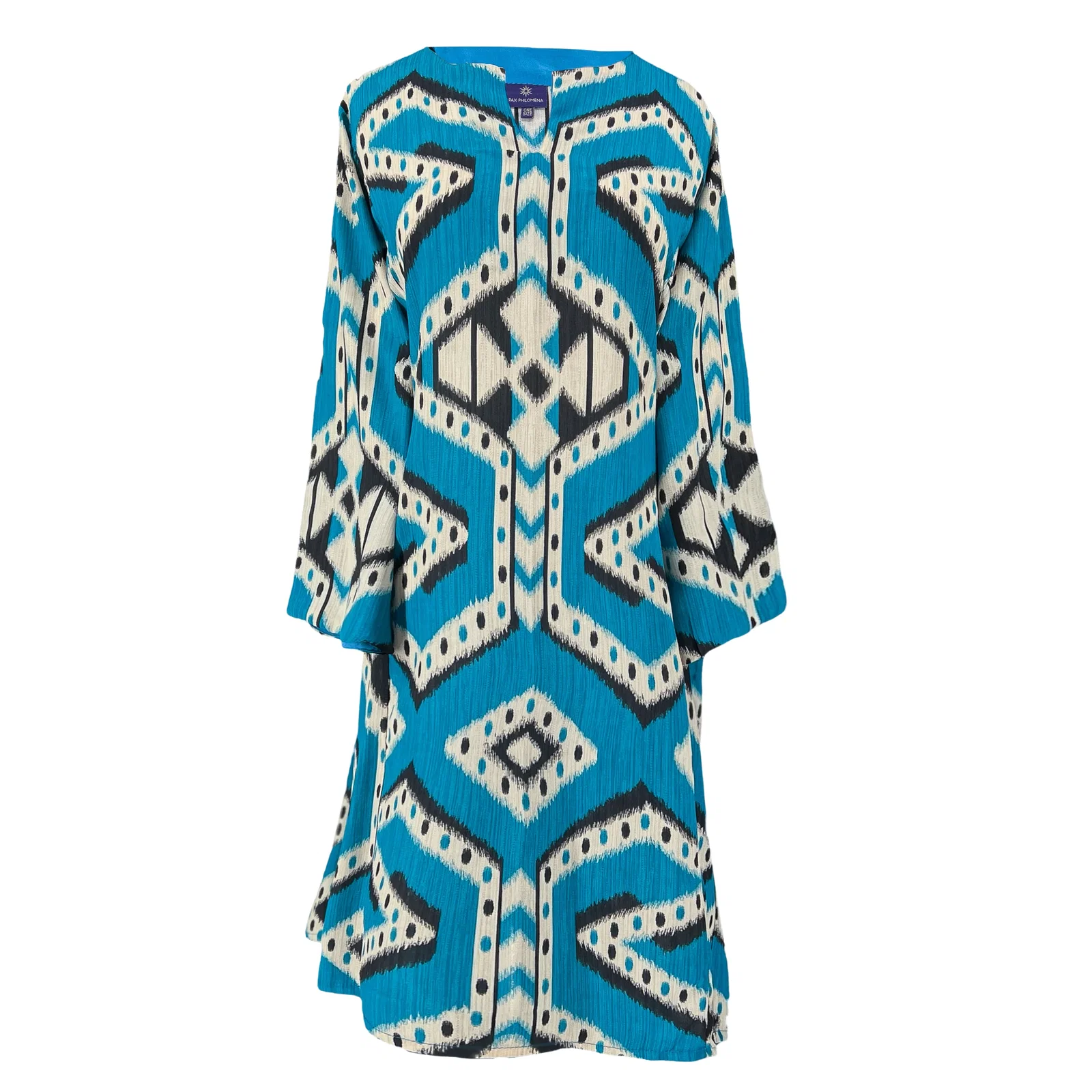 Image of Bukhara Blue Ikat Italian Silk Tunic