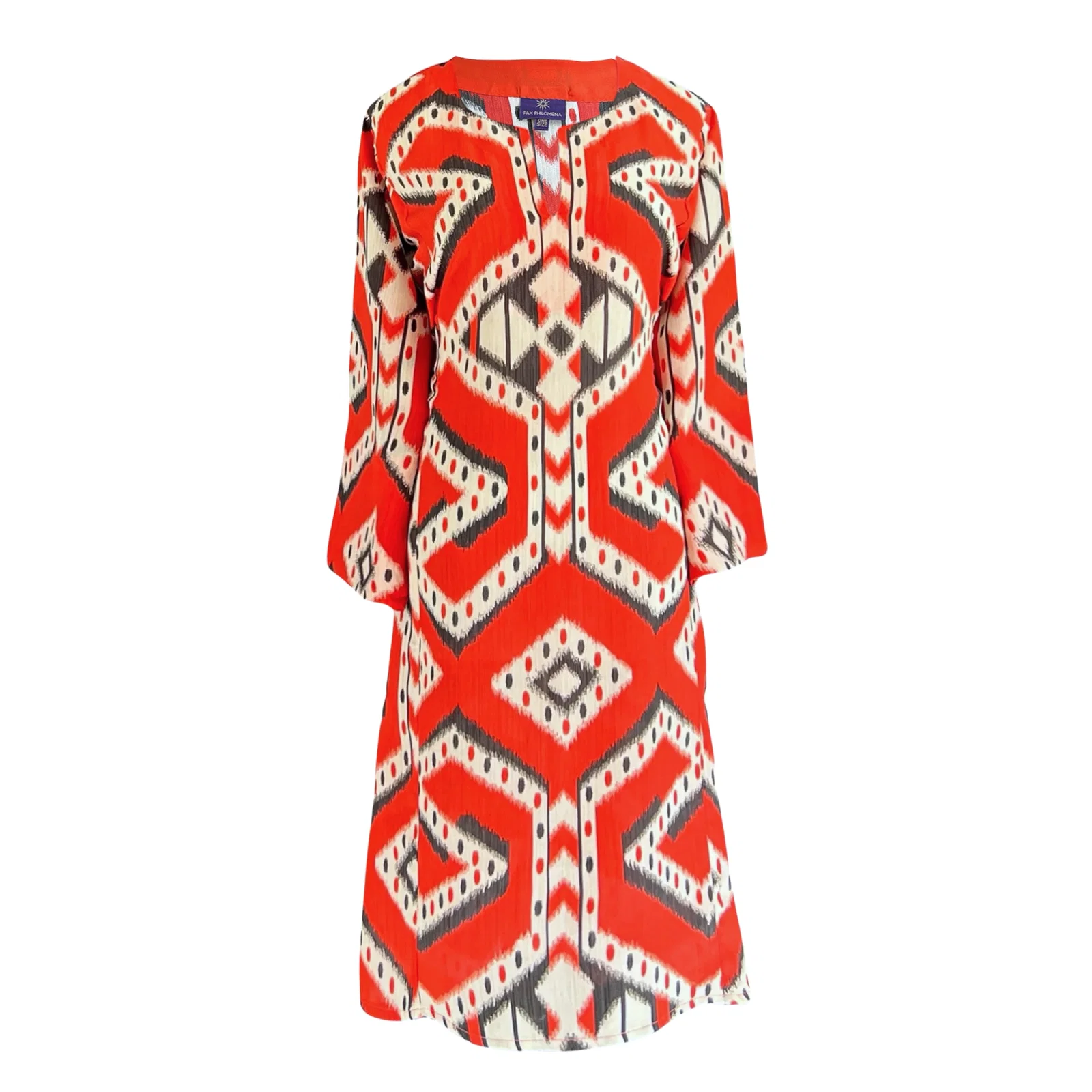 Image of Bukhara Coral Ikat Italian Silk Tunic