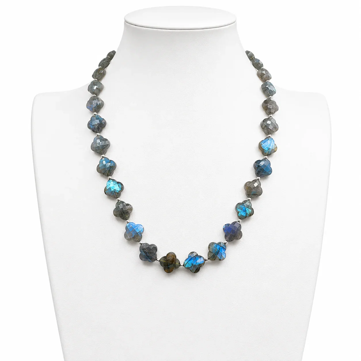 Image of Labradorite Faceted Quatrefoil Necklace One of a Kind